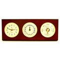Bey Berk International Bey-Berk International WS218 Brass Quartz Tide Clock & Barometer with Thermometer - Mahogany WS218